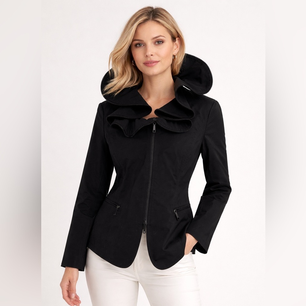 LAFAYETTE 148 NY || Black Sculptural Zip Blazer-Jacket. Sz. 10